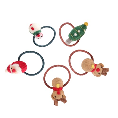 VALICLUD 5 Stück Teiliges Weihnachts Haargummi aus Filz Elastische Weiche Haarring Ponytail Halter Rutschfest Langlebig Festlich für Damen und Mädchen für Weihnachten Fotoshootings und von VALICLUD