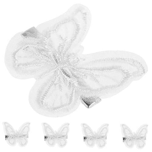 VALICLUD 5 Stück Teiliges Weiße Spitzen Schmetterling Haarspangen Bestickte Damen Haarclips Haarschmuck Accessoires für Frisuren und Besondere Anlässe von VALICLUD
