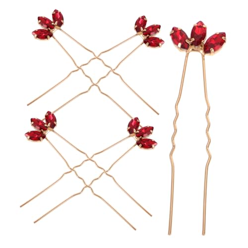 VALICLUD 5stücke Teiliges Rote Haarspangen U-förmige Haarnadeln Für Hochzeiten Brautschmuck Und Brautjungfern Elegantes Accessoire Für Haartypen von VALICLUD