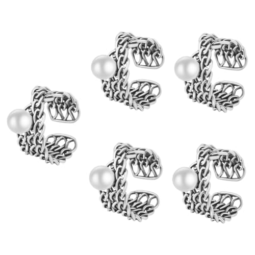 VALICLUD 5 Stück Verstellbarer Perlenring für Damen Fingerbekleidung Hochwertigem für Partys Feiertage Tägliches Leicht Perfektes für Frauen von VALICLUD