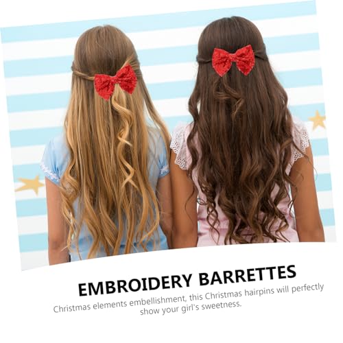 VALICLUD 5 Stück Weihnachts Haarschleifen mit Stickerei und Pailletten Festliche Haarspangen Rot Glänzende Schleifen Haarclips für Weihnachtsfeier und Party Dekorative Haarnadeln für Damen von VALICLUD
