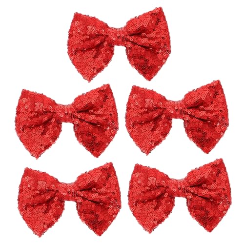 VALICLUD 5 Stück Weihnachts Haarspangen Glitzer Schleifen Haarclips mit Pailletten Stickerei Haarnadeln für Mädchen Festliche Haaraccessoires für Weihnachten und Partys von VALICLUD