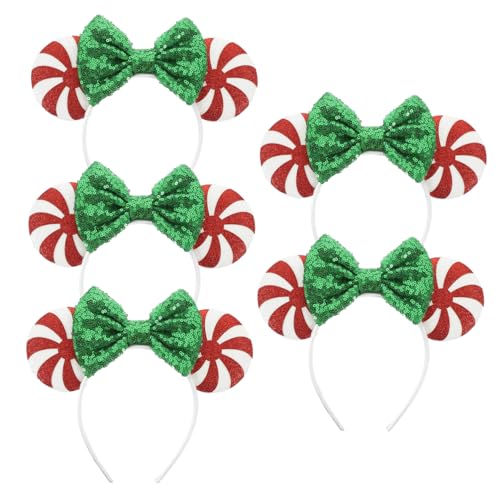 VALICLUD 5 Stück Weihnachts Stirnbänder Mit Pailletten Und Schleifen Für Mädchen Bunte Kopfbedeckungen Für Festlichkeiten Süßigkeiten Haaraccessoires Für Erwachsene Und Kinder Für von VALICLUD