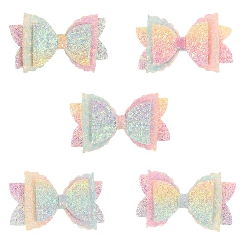VALICLUD 5 Stück glitzernde Pailletten-Haarschleifen, Glitzerschleifen, Haarspangen für Kinder und Mädchen, Urlaubs-Accessoires für Halloween, Weihnachten, Geburtstag von VALICLUD
