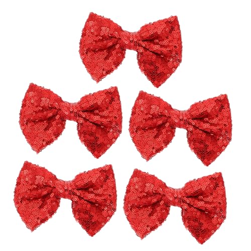 VALICLUD 5 Stücke Weihnachts Haarspangen mit Schleifenknoten Pailletten und Stickerei Festliche Haarnadeln für Mädchen Glitzernde Haaraccessoires für Partys und Feiertage von VALICLUD