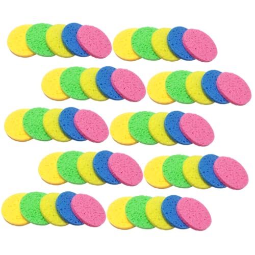 VALICLUD 50 Stück Makeup Entferner Schwämme Runde Zellulose Gesichtsschwämme in Farben Hautfreundlich Saugfähig Sanfte Reinigung für Empfindliche Haut für Gesichtsreinigung und Abschminken von VALICLUD