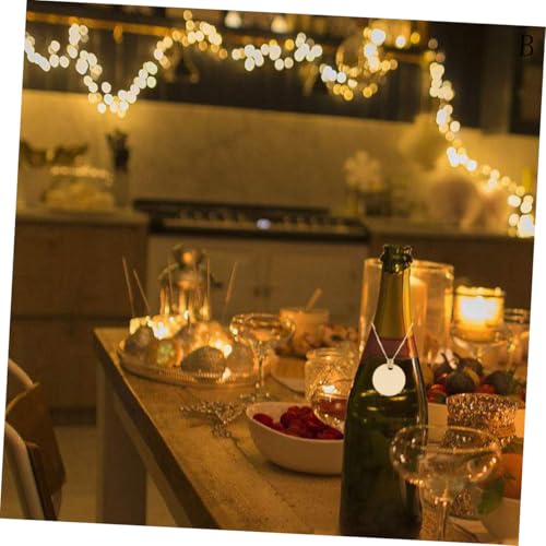 VALICLUD 50 Stück Runde Hängende Holzanhänger Weinflaschenanhänger DIY Dekoration Beige Langlebige Rustikale Holzschilder für Hochzeit Party Geschenk Geburtstag Deko von VALICLUD