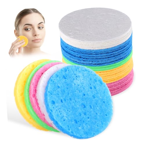 VALICLUD 50 Stück Wiederverwendbare Runde Gesichtsschwämme Sanftes Peeling Make up Entferner Reinigungspads für Hauttypen Praktische Gesichtsreinigung von VALICLUD