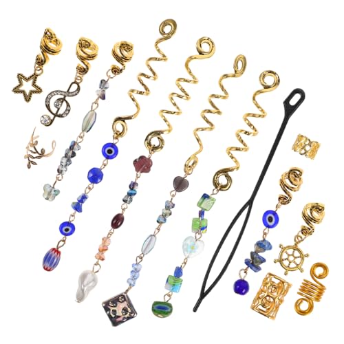 VALICLUD 50stücke Metall Spirale Haar Manschetten Schmuck Mit Blau Auge Stein Für Frauen Dreadlock Haar Zubehör Ringe Clip Accessoire Für Mädchen Dutt von VALICLUD