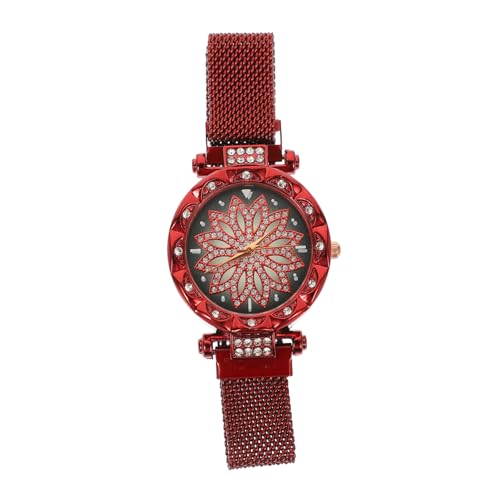 VALICLUD 5St Modeuhr Edelstahlverkleidung Lederuhr Lederriemen damenarmbanduhren mädchenuhr Damenuhren kreative Uhr Diamantuhr Rose Anschauen Quarzuhren Fräulein Rostfreier Stahl rot von VALICLUD