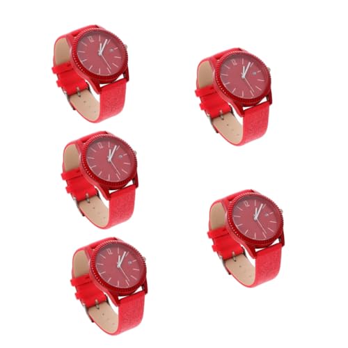 VALICLUD 5stücke wasserdichte Armbanduhr Für Damen Mit Lederarmband Praktische Quarzuhr Mit Kalenderfunktion Für Alltag Und Büro von VALICLUD