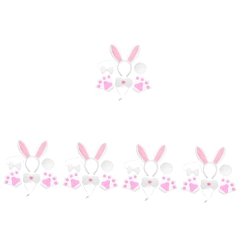 VALICLUD 5sätze Osterhasen Kostümset Mit Hasenohren Haarreif Schwänzchen Fliege Niedliches Tier-kostüm Zubehör Für Cosplay Ostern Karneval Und Partys Leicht Wiederverwendbar von VALICLUD