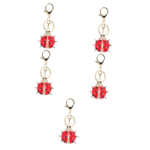 VALICLUD 5st Marienkäfer Schlüsselanhänger Geldbörse Für Schlüssel Souvenirs Auto-Gadgets Funkelnder Charme-schlüsselanhänger Geldbörsenhalter Fürs Auto Auto- Rot Legierung Strass von VALICLUD