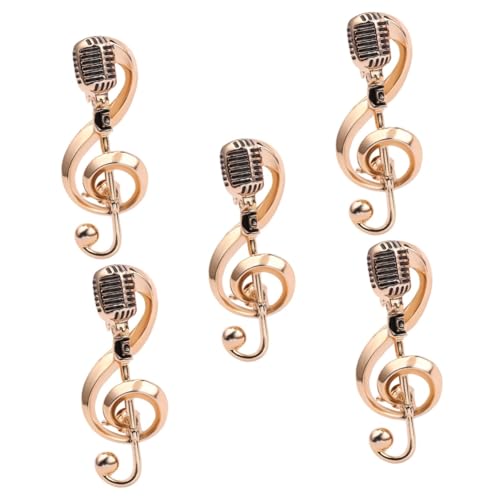 VALICLUD 5st Musiknotenbrosche Musikstift Musiknoten-abzeichen Pullover Reversnadel Musiknotenstift Broschennadel Damen Trilby-hüte Für Herren Stifte Mikrofon Für Musik Legierung Golden von VALICLUD