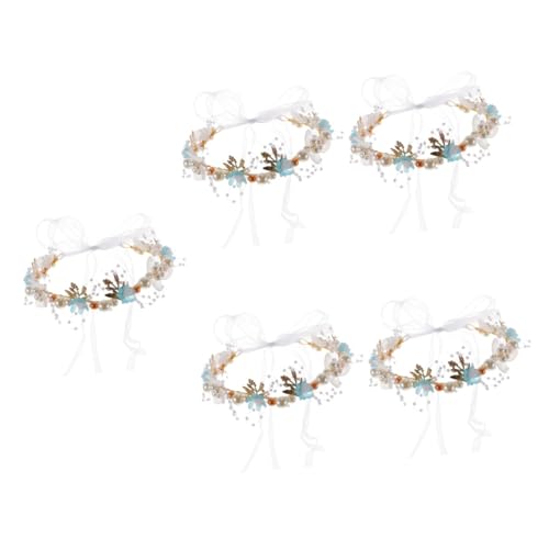 VALICLUD 5stücke Blumenkranz Haarreif Mit Perlen Und Goldenen Blättern Perfekter Haarschmuck Für Mädchen Für Hochzeiten Geburtstagsfeiern Und Besondere Anlässe von VALICLUD
