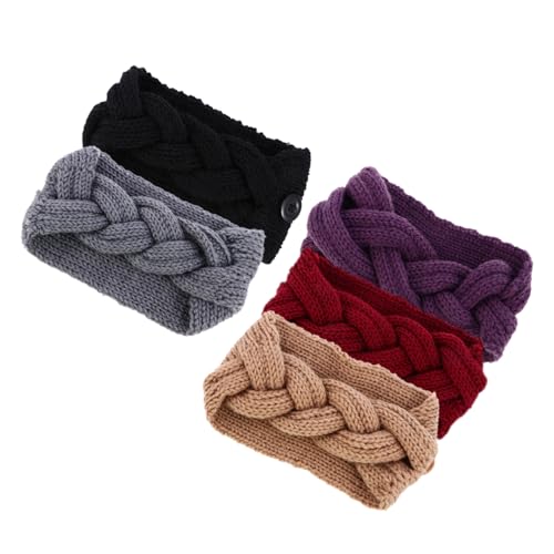 VALICLUD 5stücke Frauen Strick-crochet Stirnband Mit Knopf Ohrwärmer Zufälligen Farben Für Outdoor-aktivitäten Wie Camping Skifahren Und Laufen von VALICLUD