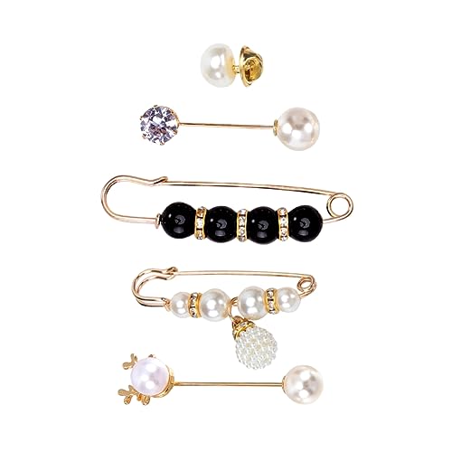 VALICLUD 5stücke Kreative Strickjackenschnallen Mit Perlendekor Kleiderbroschen Und Dekorative Broschen Für Kleidung Hose Oder Mantel von VALICLUD