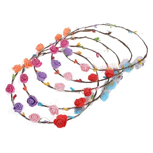 VALICLUD 5stücke Led Blumen Stirnband Für Junge Mädchen Leuchtendes Stirnband Blumenkranz Party Festival Kopfschmuck Exquisites Licht Hochwertige Materialien Junge Mädchen Kopfschmuck von VALICLUD