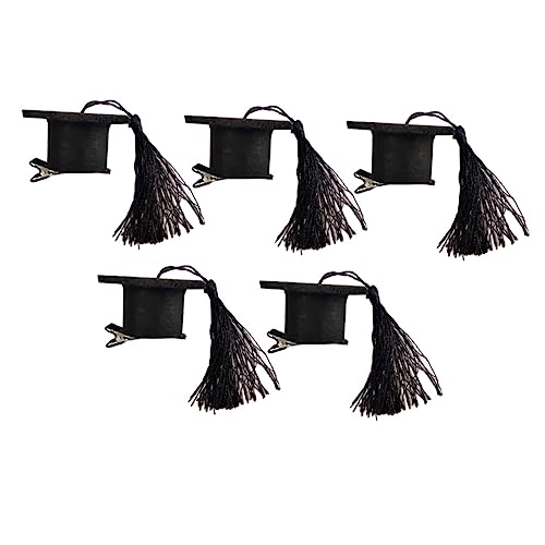 VALICLUD 5stücke Teiliges Doctoral Hair Clips Schwarz Mini Doktorhut Haarnadeln Mit Quaste Für Abschlussfeiern Und Partys Für Erwachsene Und Mädchen von VALICLUD