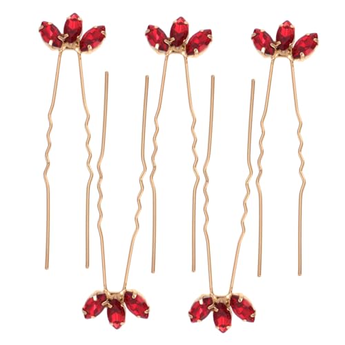 VALICLUD 5stücke Haarnadeln U-förmig Mit Roten Strasssteinen Für Hochzeiten Brautschmuck Haarspangen Abschlussball Partys Viktorianisches Haar-accessoire Für Frauen Und Mädchen von VALICLUD