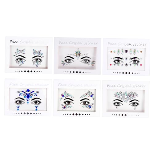 VALICLUD 6 Blätter Aufkleber Glitzer Sticker für Make Up für Partys und Festivals mit Schimmerndem Design für Einzigartiges Aussehen von VALICLUD