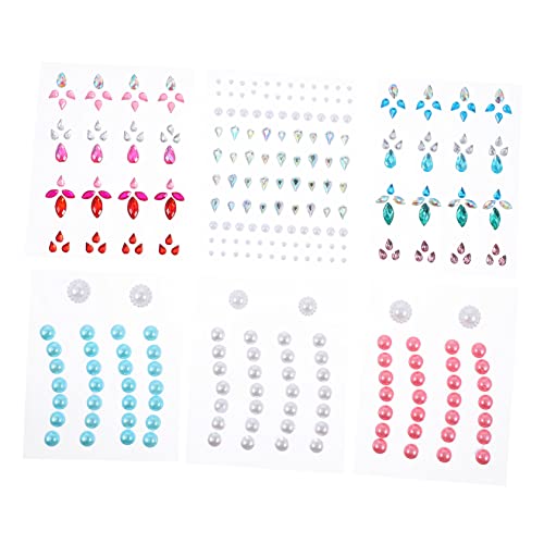 VALICLUD 6 Blätter Gesicht Juwelen Aufkleber Set Selbstklebende Glamour Steine für Augen Make Up für Partys Festivals und Besondere Anlässe Glitzernde Dekoration für Gesicht und Körper von VALICLUD
