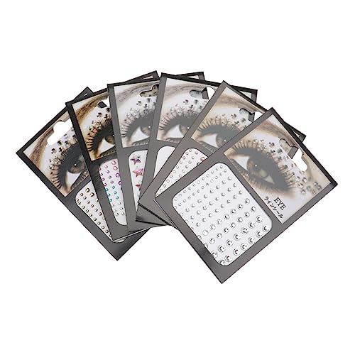VALICLUD 6 Blätter Gesichtswasser Sticker Selbstklebende Glitzersteine für Make Up Partys Festivals Hochzeiten und Kostüm Events Verschiedenen Farben und Designs von VALICLUD