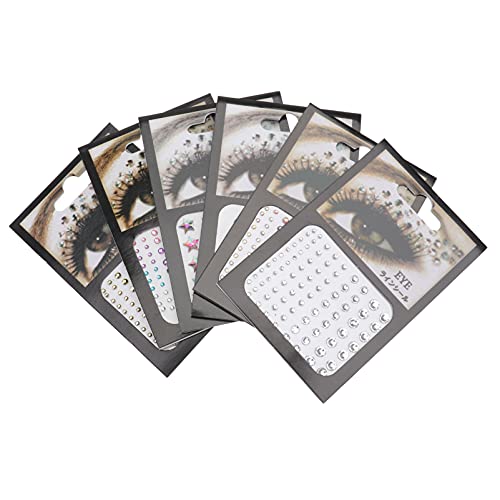 VALICLUD 6 Blätter Glitzernde Augen Rhinestones Aufkleber für Augen Make Up für Partys Festivals und Bühnenauftritte Einfache Anwendung Langlebig und Glamourös von VALICLUD