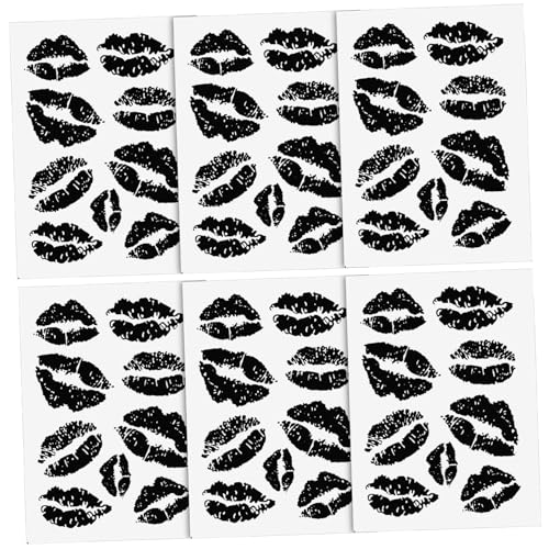VALICLUD 6 Blätter Körper Tattoos Aufkleber Unisex Temporäre Lippen Tattoos Wasserdichte Dekorationssticker für Hautfreundlich und Einfach Anzubringen von VALICLUD