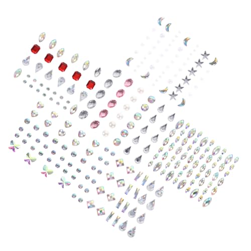 VALICLUD 6 Blätter Selbstklebende Gesichts Juwelen Glitzer Rhinestone Aufkleber für Gesicht und Körper Schmuck Dekoration für Festivals Partys und Besondere Anlässe von VALICLUD