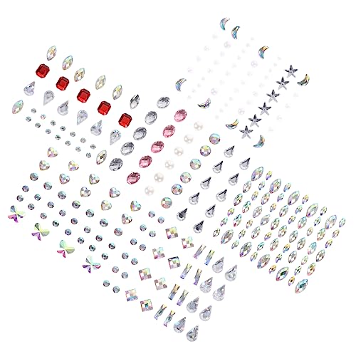 VALICLUD 6 Blätter Teiliges Selbstklebende Glitzer Face Gems Strassbesetzte Gesichtsjuwelen Einfach Anzubringende Make Up Aufkleber für Festival Party Halloween und Cosplay Hautfreundlich von VALICLUD