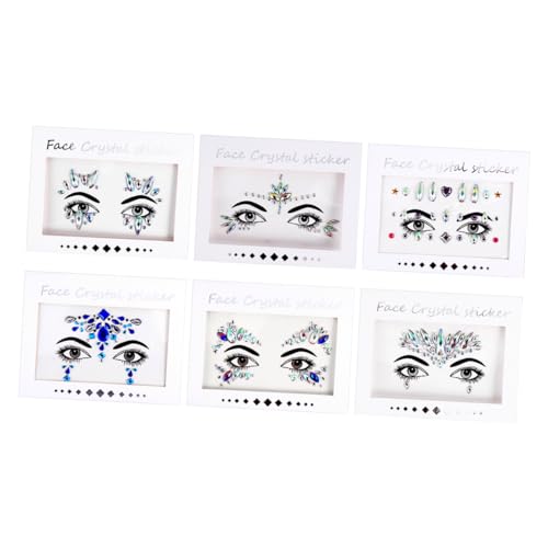VALICLUD 6 Bögen Sticker Sticker Strass Sticker Augen Juwelen Kristall Make Up Art Sticker Crystal Sticker Face Jewels von VALICLUD