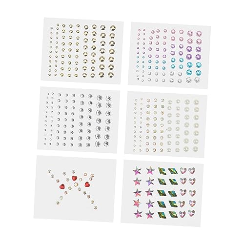 VALICLUD 6 Bögen Strass Augenpflaster Gesichts Edelstein Aufkleber Superglänzende Strass Aufkleber Festival Gesichtsjuwelen Gesichts Edelsteine Augen Strass Aufkleber Selbstklebendes von VALICLUD