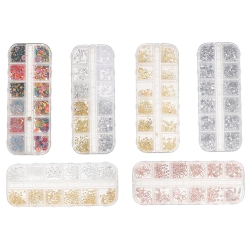 VALICLUD 6 Boxen Teiliges Zarte Nageldekorationen mit Speziellen Formen Langlebige Nagelkunst Zubehör Selbstklebende Nail Art Sticker für Stilvolle DIY Maniküre von VALICLUD