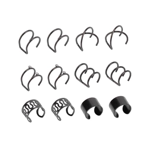VALICLUD 6 Paare Ohrclips Schwarz Ohrschmuck Damen Herren Ohrklemme Nicht Piercing Modisch Titanstahl Ohrclips Kreatives Accessoire für Mädchen Alltag Party Hochzeit von VALICLUD