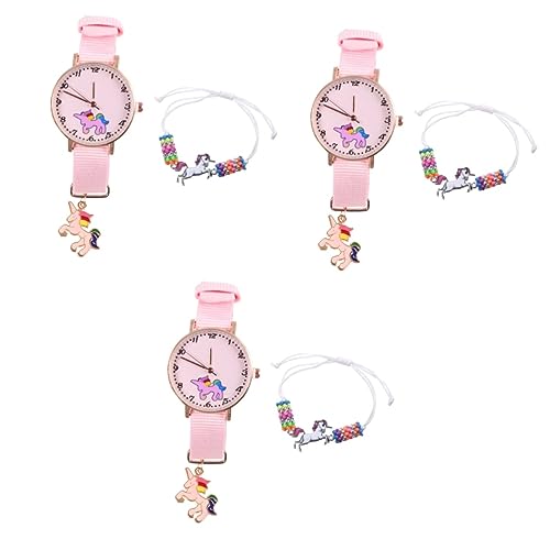 VALICLUD 6stücke Teiliges Set Einhorn Armbanduhr Für Mädchen Stilvolle Quarz-Uhr Mit Entzückendem Einhorn-Design Für Schule Und Freizeit Präzise Zeitmessung Und Hervorragende von VALICLUD