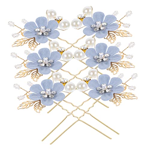 VALICLUD 6 Stck. Braut Haargabel in U-form Funkeln Haarnadeln Für Frauen Haarschmuck Für Die Brautjungfer Geformt Haarnadel in U-form Styling Mädchen Hochzeit Haarschmuck Gold Metall Blue von VALICLUD