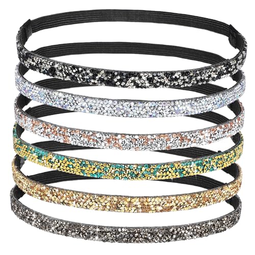 VALICLUD 6 Stück Elastisches Stirnband Trainieren Dünn Süße Stirnbänder Kopfschmuckfest Bands Haarbänder Für Frauen Breit Strass Stirnband Perlen Spitze Haarband Stoff von VALICLUD