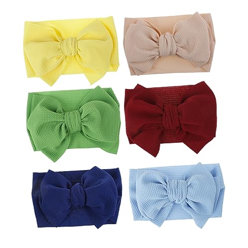 VALICLUD 6 Stück Haarbänder mit Breiter Schleife Weiche Dehnbare Kopfwraps für Gemischte Farben für Neugeborene und Besondere Anlässe von VALICLUD