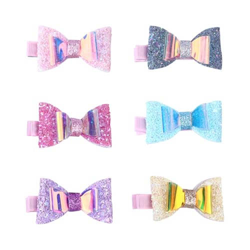 VALICLUD 6 Stück Haarschleifen mit Glitzer pailletten Haarklammern für Mädchen Modische Haarspangen für Geburtstag Weihnachten und Alltag Geeignet von VALICLUD