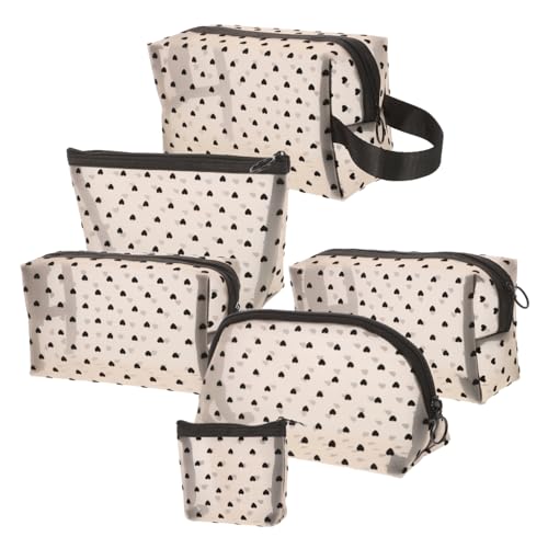 VALICLUD 6stücke Kleinen Kosmetiktaschen Aus Netzstoff Mit Herz-Motiv Tragbare Make-up-Taschen Mit Reißverschluss Für Reisen Und Ausflüge Geeignet Für Frauen Und Mädchen von VALICLUD