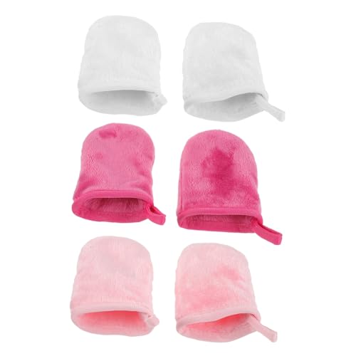 VALICLUD 6 Stück Mikrofaser Gesichtsreinigungshandschuhe Teilig Weich Waschbar Make Up Entferner Reinigungshandschuhe Damen Wiederverwendbar für Schonende Hautpflege und Effektive von VALICLUD