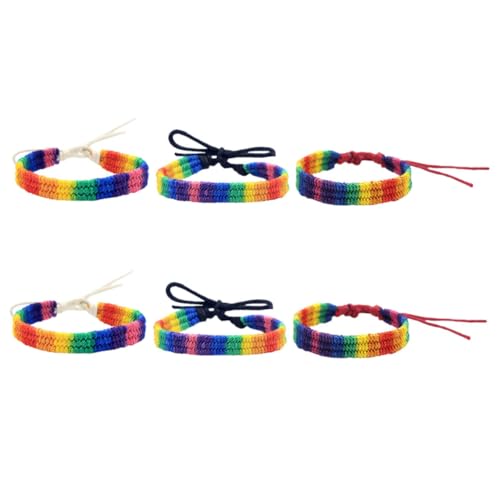 VALICLUD 6 Stück Regenbogen Armband Verstellbare Handgefertigte Pride Armbänder für Herren und Damen Farbenfrohe Unisex Armketten für Lgbtq Events und Partys von VALICLUD