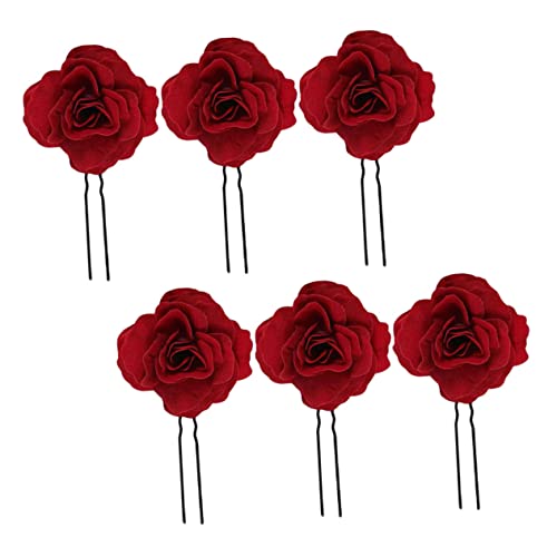 VALICLUD 6 Stück Rosafarbene Haarnadel Frauen Haarnadel Braut Zur Hochzeit Haarschmuck Für Die Braut Brautjungfern Hochzeitshaarstifte Rosen Hochzeitshaarschmuck Für Bräute Led Rot Stoff von VALICLUD