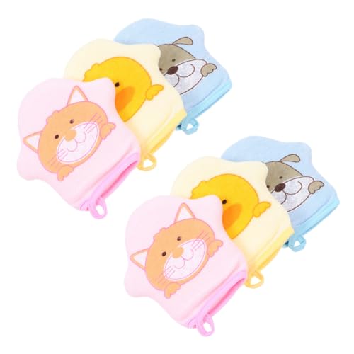 VALICLUD 6stücke Badehandschuhe Für Junge Mädchen Und Junge Mädchen Babywaschhandschuhe Aus Hochwertigen Materialien Mit Cartoon-design Zum Peelen Und Reinigen Mit Kordel Zum Aufhängen von VALICLUD