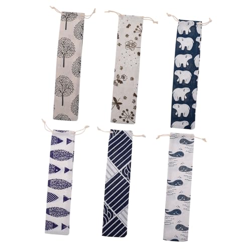 VALICLUD 6 Stück Teiliges Baumwoll leinen Kordelzugbeutel für Zahnbürsten und Besteck Aufbewahrungstaschen Atmungsaktiv Ascheschutz Reiseutensilien Organizer von VALICLUD