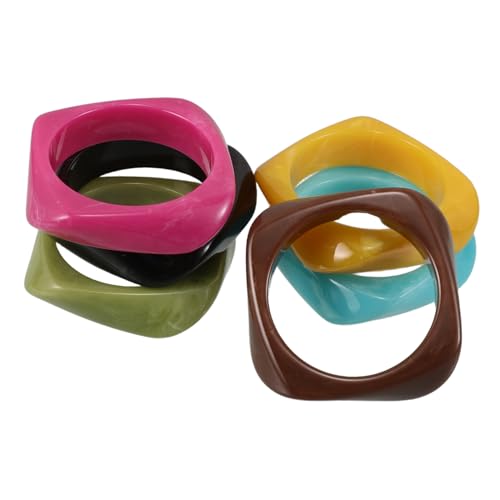 VALICLUD 6stücke Armreifen Für Damen Retro-design Quadratisch Aus Kunstharz Modisch Hautfreundlich Chunky Für Festivals Und Lässige Outfits von VALICLUD