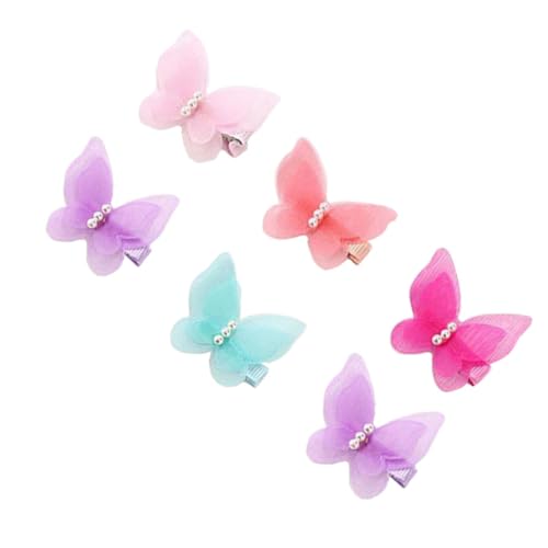 VALICLUD 6 Stück Teiliges Chiffon Haarspangen mit Perlen Süße Schleifenhaarnadeln für Mädchen Kreative Kopfbedeckung Dekorative Haarschmuck für Langlebiges Stoffmaterial von VALICLUD