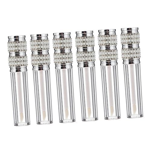 VALICLUD 6 Stück Teiliges DIY Lipgloss mit Strassverzierung Kunststoff Lippenbalsam Behälter Wiederbefüllbare Lipgloss Tuben Multifunktional für Lipbalm Mascara und Lotion Tragbar und von VALICLUD