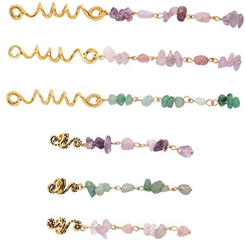 VALICLUD 6 Stück Teiliges Dreadlock Schmuck Natürlicher Stein Anhänger Haarschmuck für Zöpfe und Flechtfrisuren Vielseitig Einsetzbar für Partys Alltag Hochzeit und Festliche Anlässe von VALICLUD